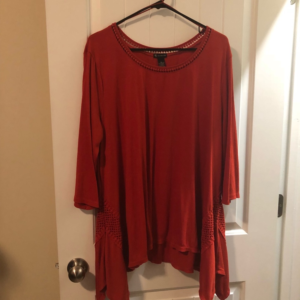 New Directions orange 3/4 sleeve tunic top.